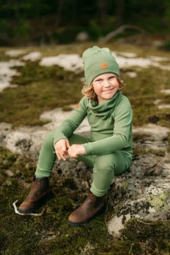 Metsola Merino Rib -Leggingsit | Jungle Green Hot